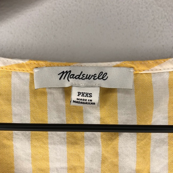 Madewell Short Sleeve Striped Agency Tie-Front Button Top PXXS XXSP XXS Petite - Picture 3 of 8